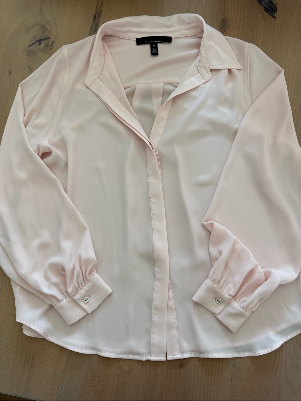 White House Black Market Pale Pink Long-Sleeve Button-Front Blouse